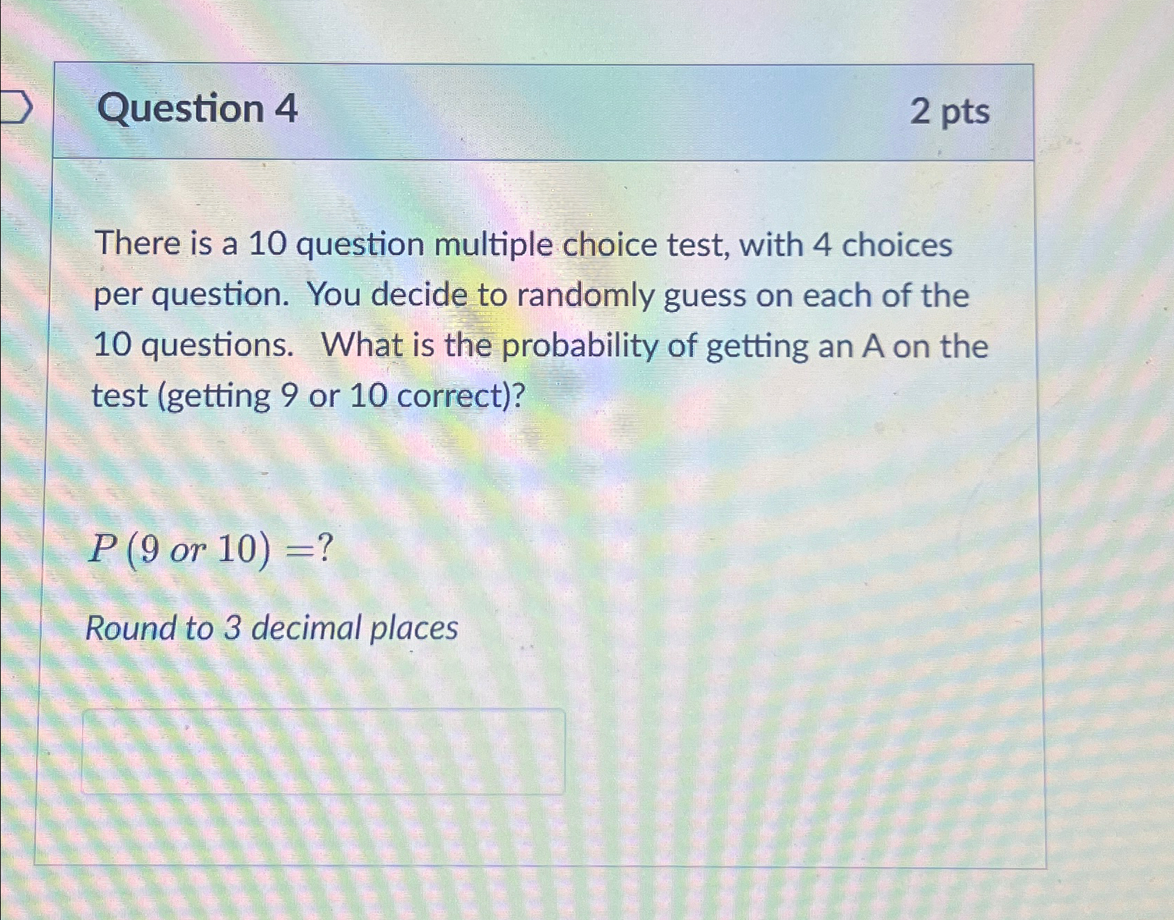 Solved Question 42ptsThere is a 10 ﻿question multiple choice | Chegg.com