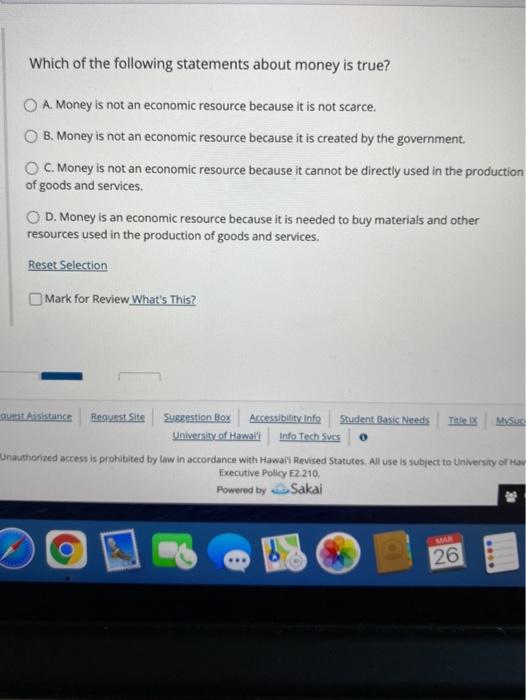 Solved Which of the following statements about money is | Chegg.com