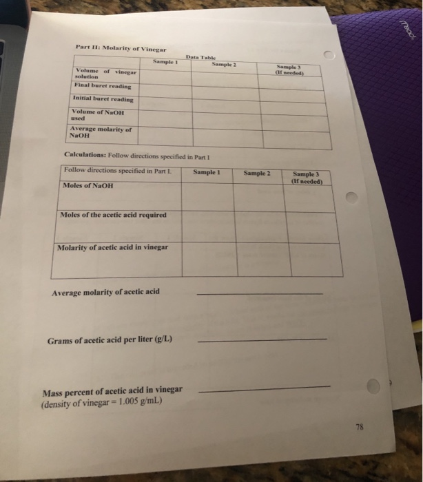 Titration Part I: Molarity of NaOH solution ьм Data | Chegg.com