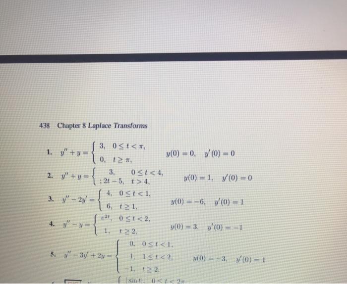 Solved 438 Chapter 8 Laplace Transforms 3, 0 4, (0) = 1. (0) | Chegg.com