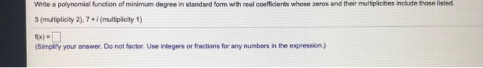 Solved Write a polynomial function of minimum degree in | Chegg.com