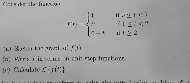 Solved Consider the function ( 1 f(t) = 21² 16-t if 0 | Chegg.com