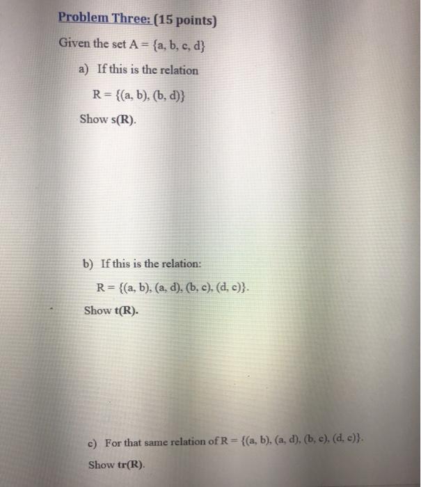 Solved Problem Six: (20 points) Given the following weighted | Chegg.com