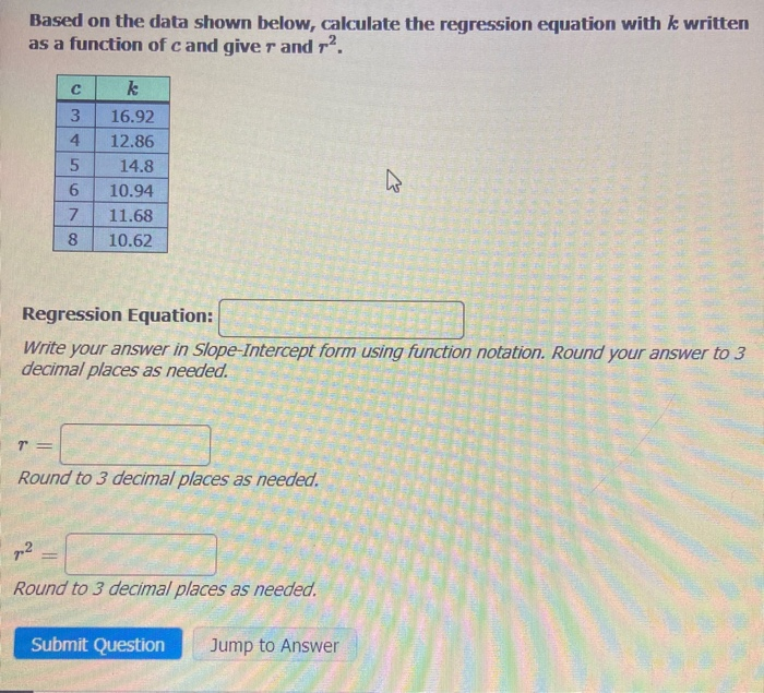 Solved Based on the data shown below, calculate the | Chegg.com
