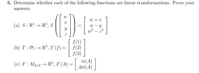 Solved 5. Determine whether each of the following functions | Chegg.com