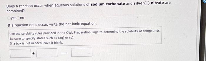 Solved Does a reaction occur when aqueous solutions of | Chegg.com