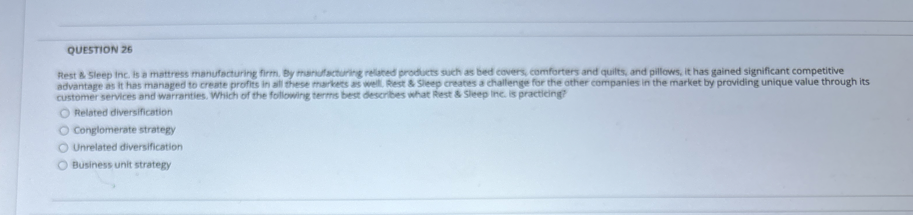 Solved QUESTION 26Rest & sleep inc, is a mattress
