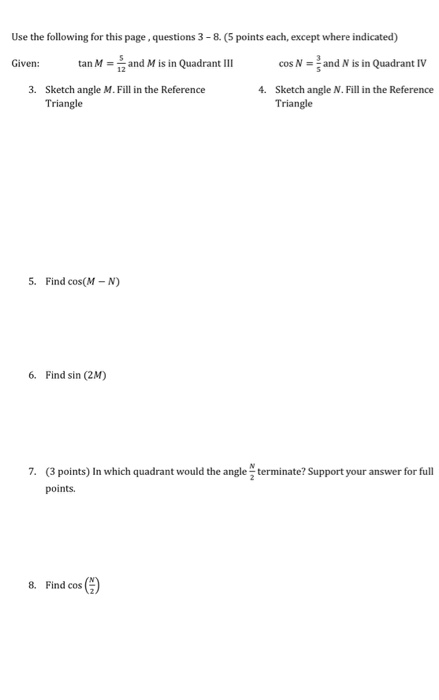 Solved Use The Following For This Page, Questions 3-8. (5 | Chegg.com