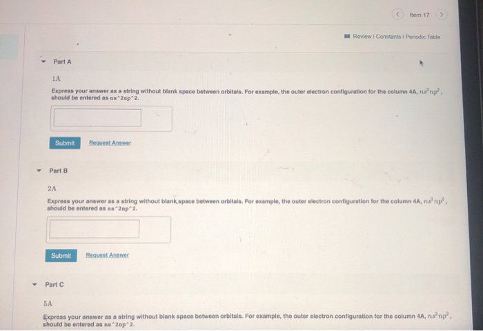 Solved Item 17 A Review Constants Periodic Table Part A 1A | Chegg.com