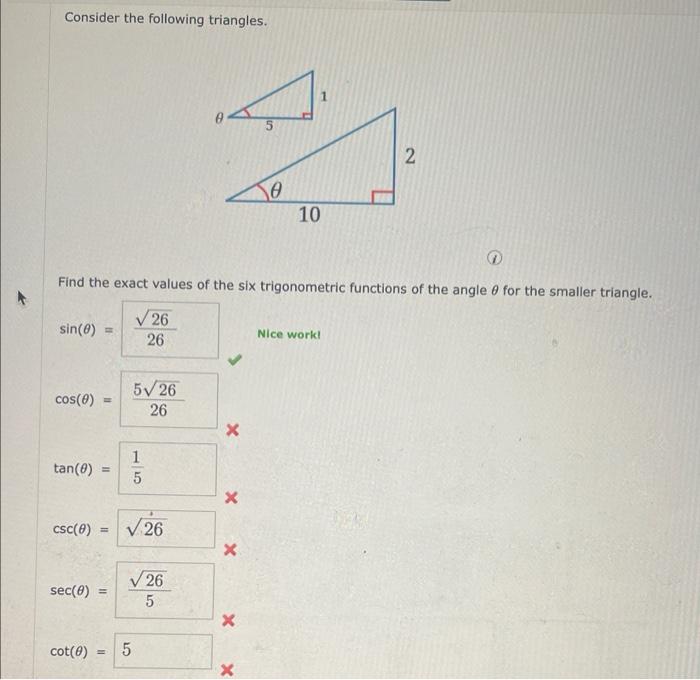 Solved Consider the following triangles. Find the exact | Chegg.com