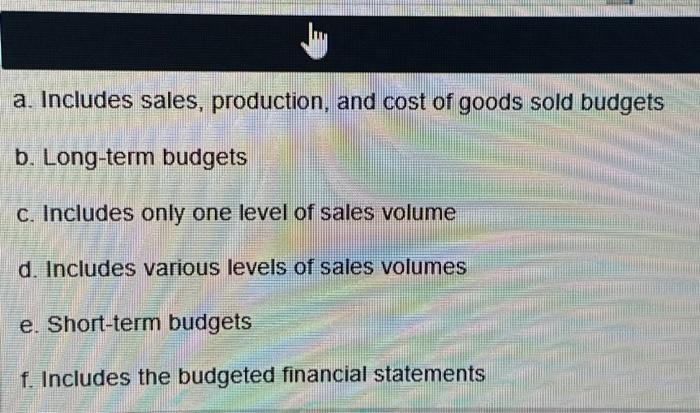 Solved Match The Budget Types To The Definitions. A. | Chegg.com