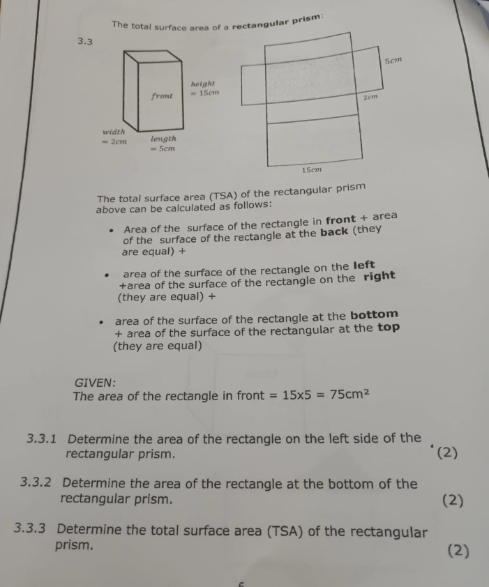 3 3 The Total Surface Area Tsa Of The Rectangular