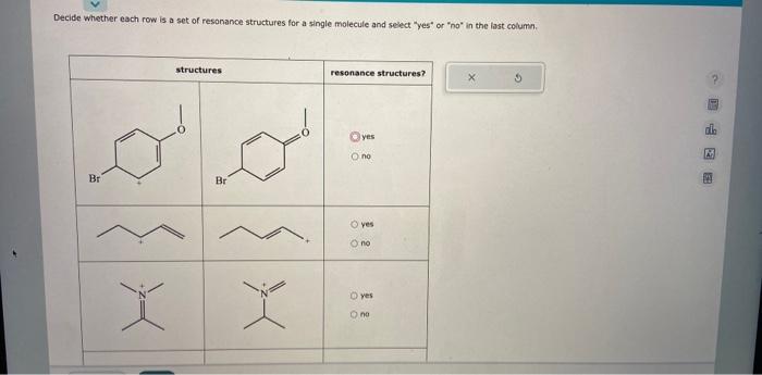 Solved Decide Whether Each Row Is A Set Of Resonance