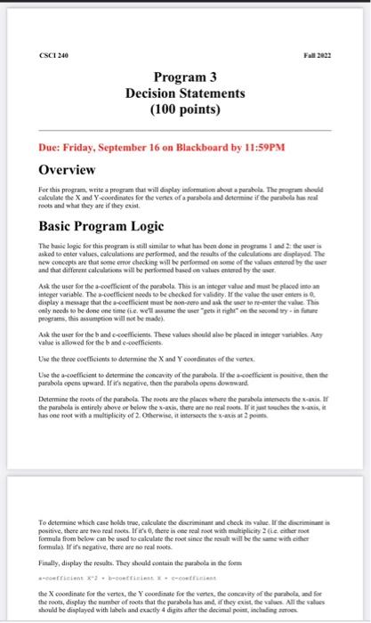 Solved Basic Program Logic The basic logic foe this program | Chegg.com