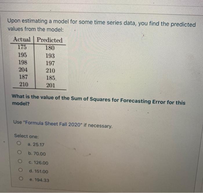 Solved Upon estimating a model for some time series data, | Chegg.com