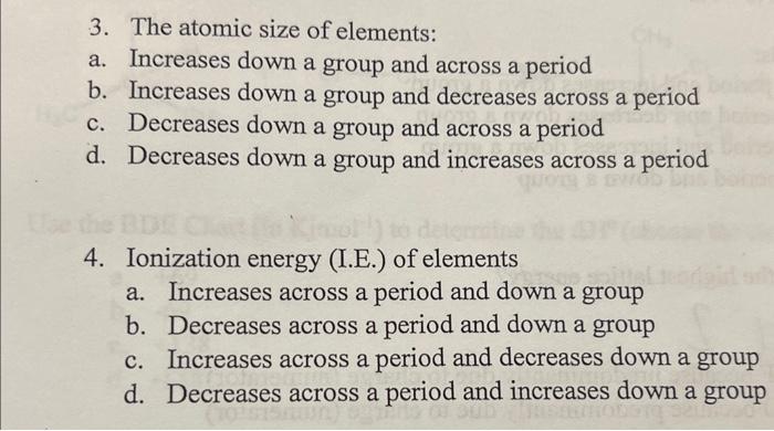 Solved 3. The atomic size of elements: a. Increases down a | Chegg.com