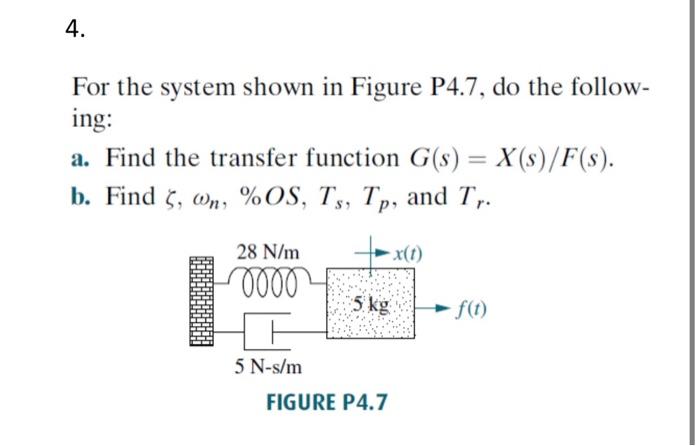 Solved For the system shown in Figure P4.7, do the | Chegg.com