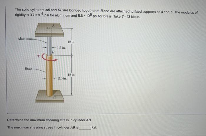 Solved The Solid Cylinders AB And BC Are Bonded Together At | Chegg.com