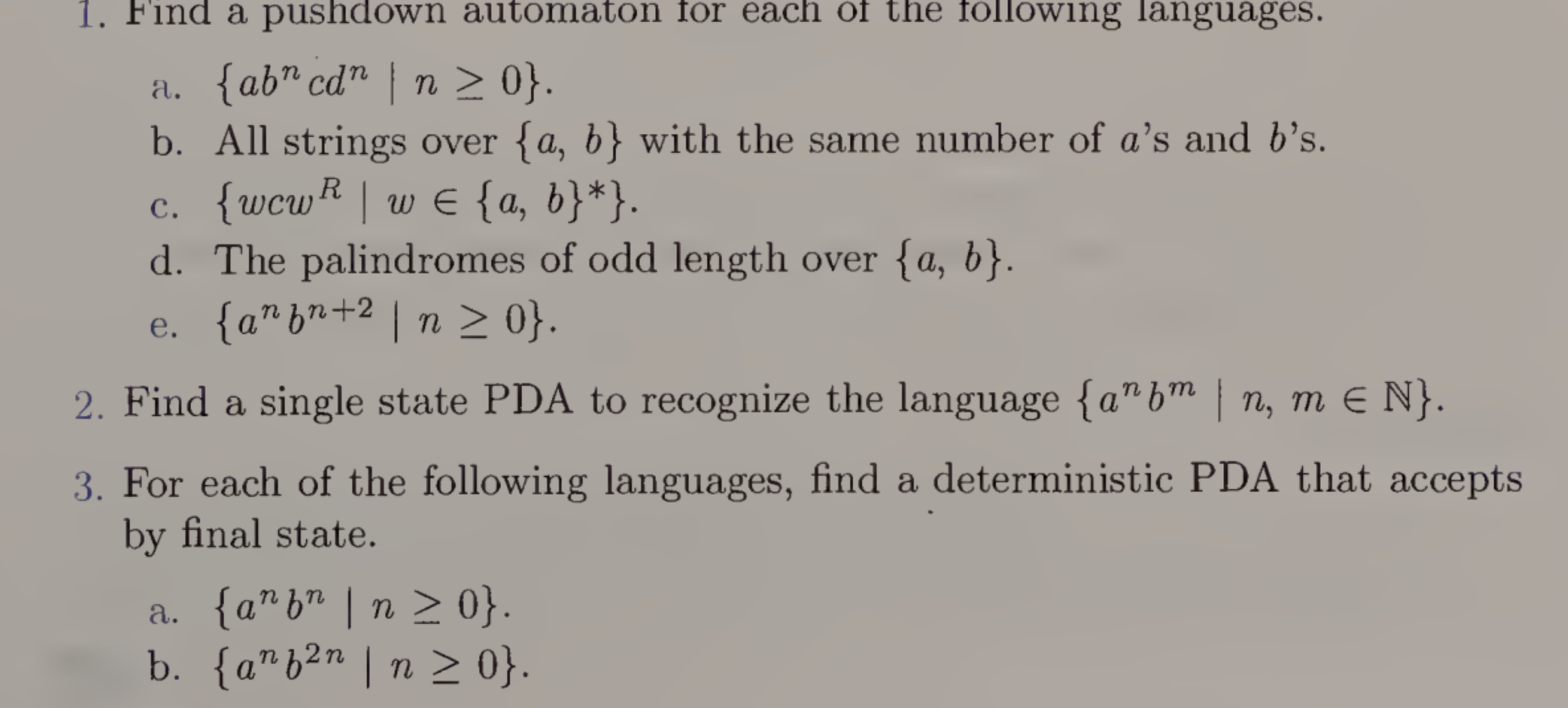 Solved Find a pushdown automaton for each of ﻿the following | Chegg.com