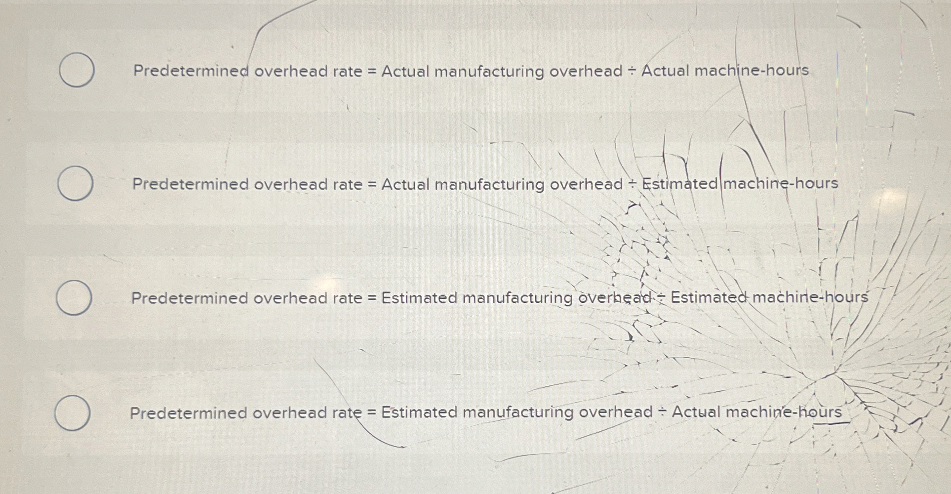 Predetermined overhead rate = ﻿Actual manufacturing | Chegg.com