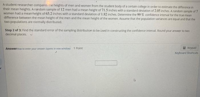 solved-a-student-researcher-compares-the-heights-of-men-and-chegg