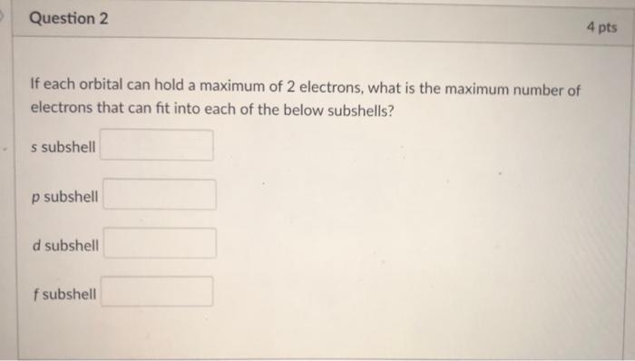 what is the maximum number of electrons in the 2pz subshell