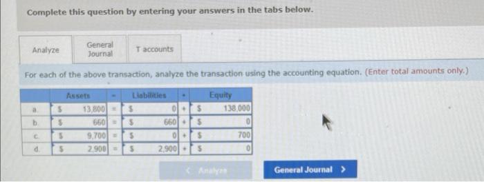 Solved For each transaction (1) analyze the transaction | Chegg.com