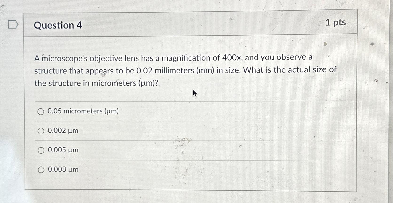 Solved Question 41 ﻿ptsA microscope's objective lens has a