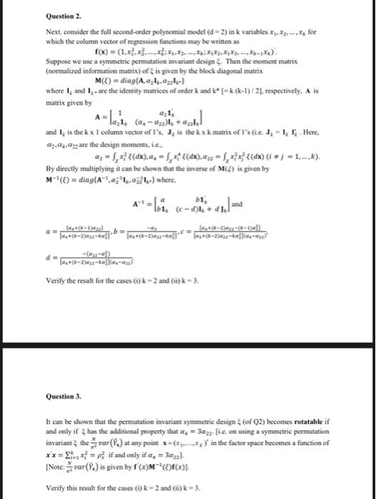 Next Consider The Full Second Order Polynomial Model Chegg Com   Image