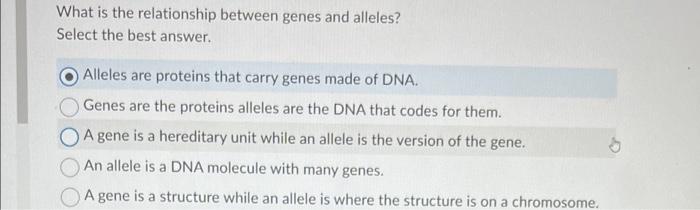 Solved What is the relationship between genes and alleles? | Chegg.com