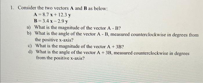 Solved Consider The Two Vectors A And B As Below: | Chegg.com