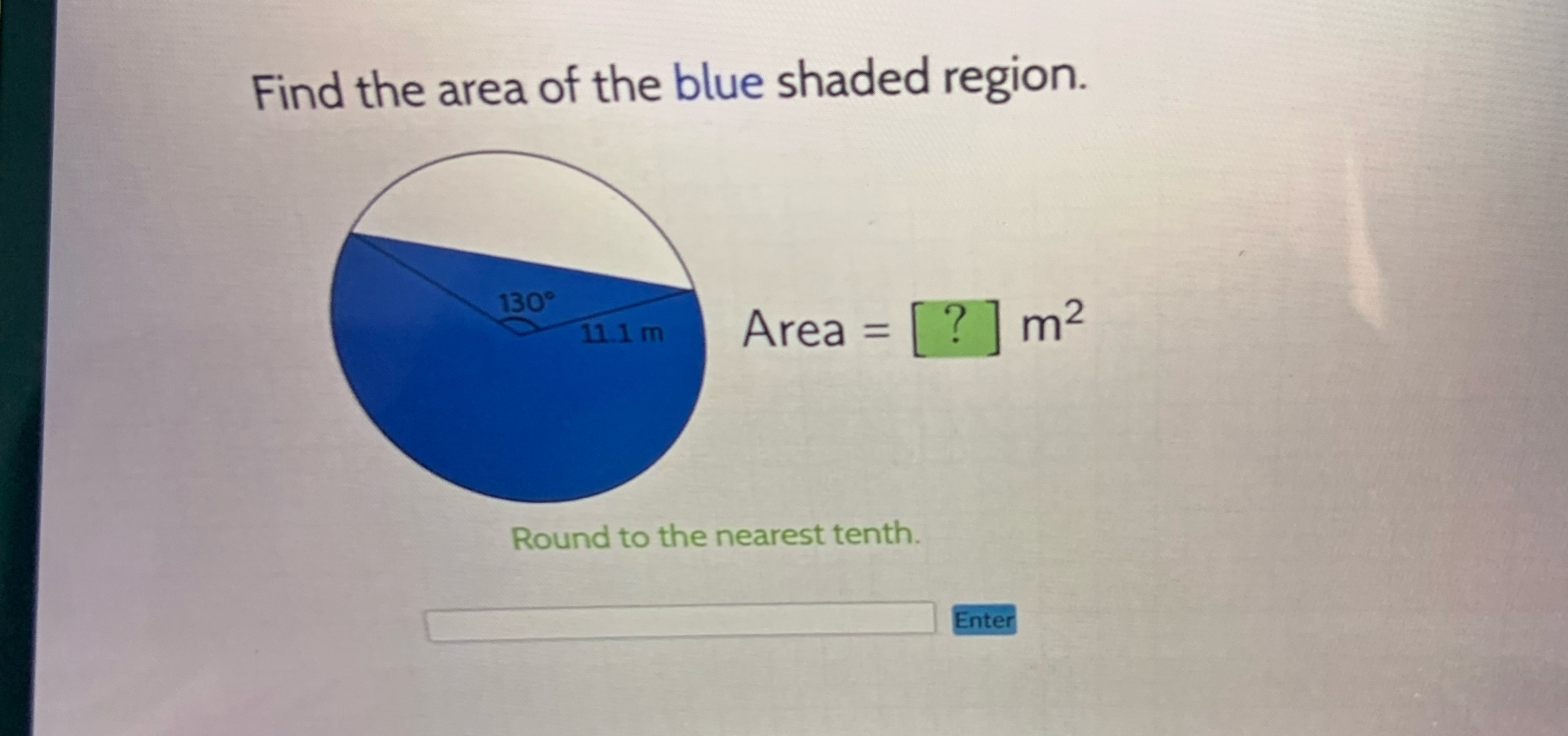 Solved Find the area of the blue shaded region. | Chegg.com