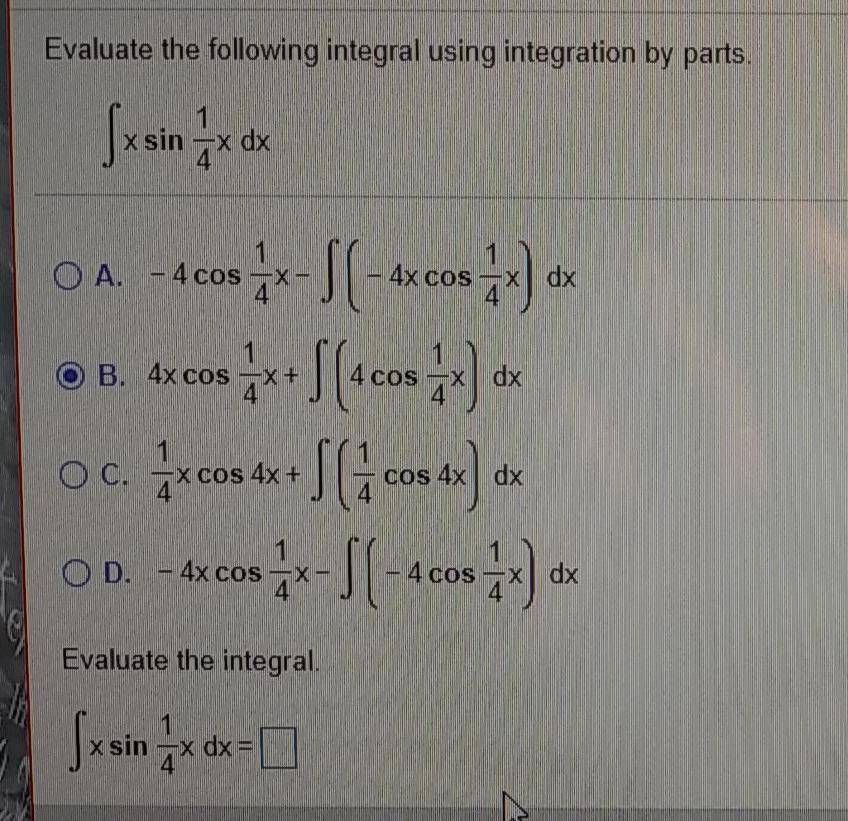 Solved Evaluate the following integral using integration by | Chegg.com