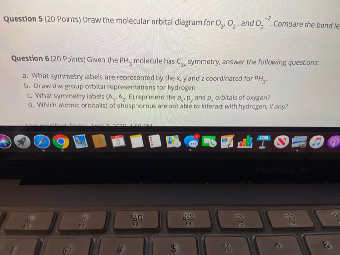 Solved Question 5 (20 Points) Draw the molecular orbital | Chegg.com