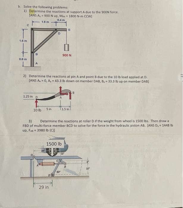 Solved b. Solve the following problems: 1) Determine the | Chegg.com