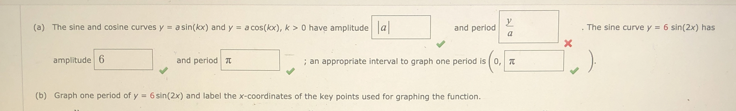 Solved (a) ﻿The sine and cosine curves y=asin(kx) ﻿and | Chegg.com