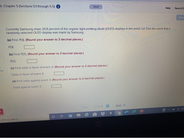 Solved k Chapter 5 (Sections 5.1 through 5.5) Help Save & E | Chegg.com