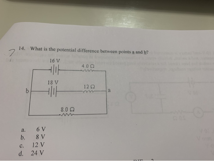 Solved 14. What is the potential difference between points a | Chegg.com