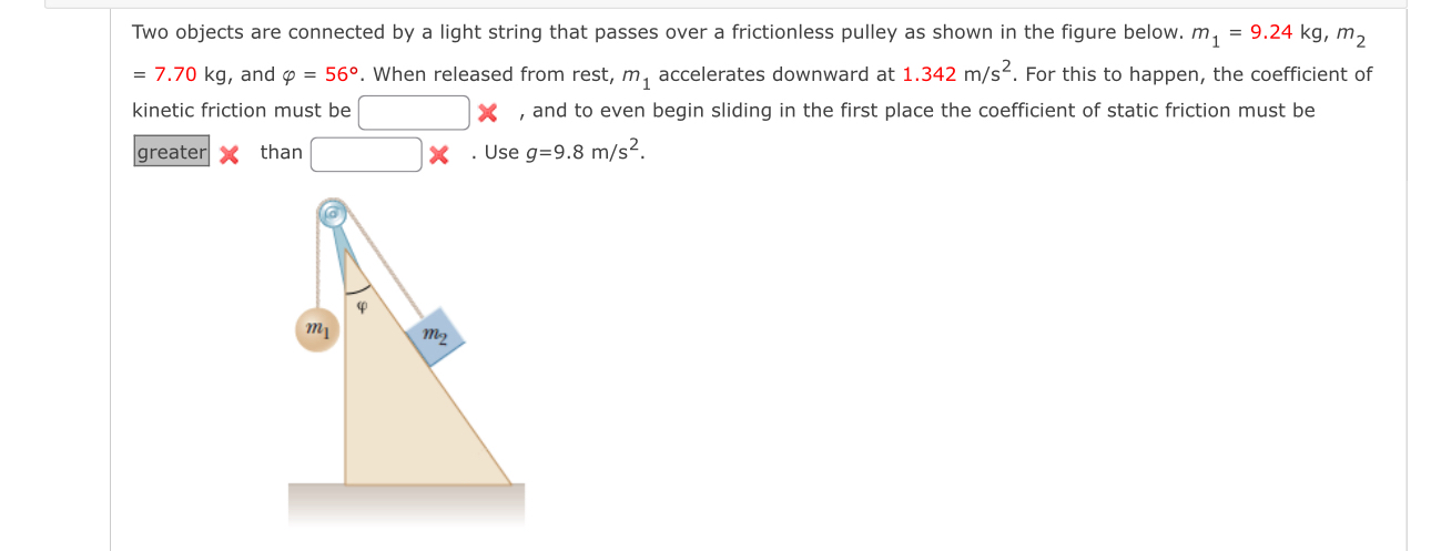 Solved Two objects are connected by a light string that | Chegg.com