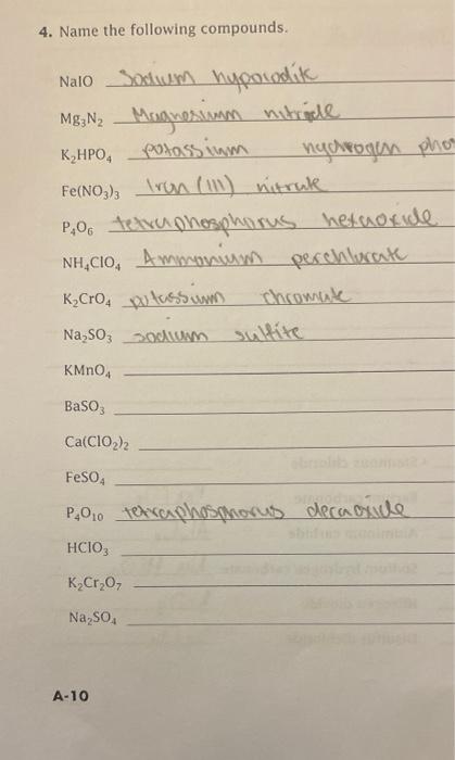 Solved 4. Name the following compounds. K HPO4 Nalo Socum | Chegg.com