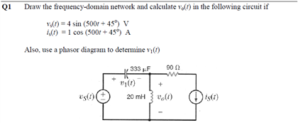 Solved Draw the frequency - domain network and calculate v0 | Chegg.com