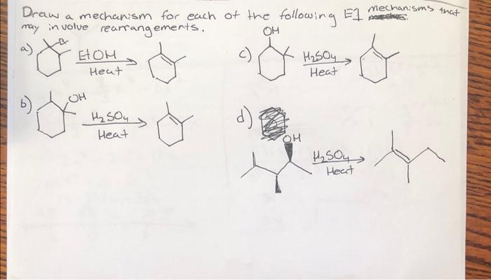 Solved Draw a mechanism for each of the following E1 | Chegg.com