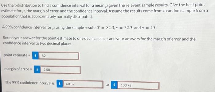 Use the t-distribution to find a confidence interval | Chegg.com