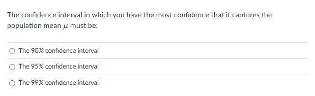 Solved The confidence interval in which you have the most | Chegg.com