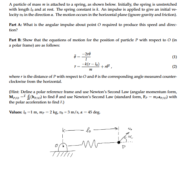 Solved A particle of ﻿mass m is ﻿attached to ﻿a spring, as | Chegg.com