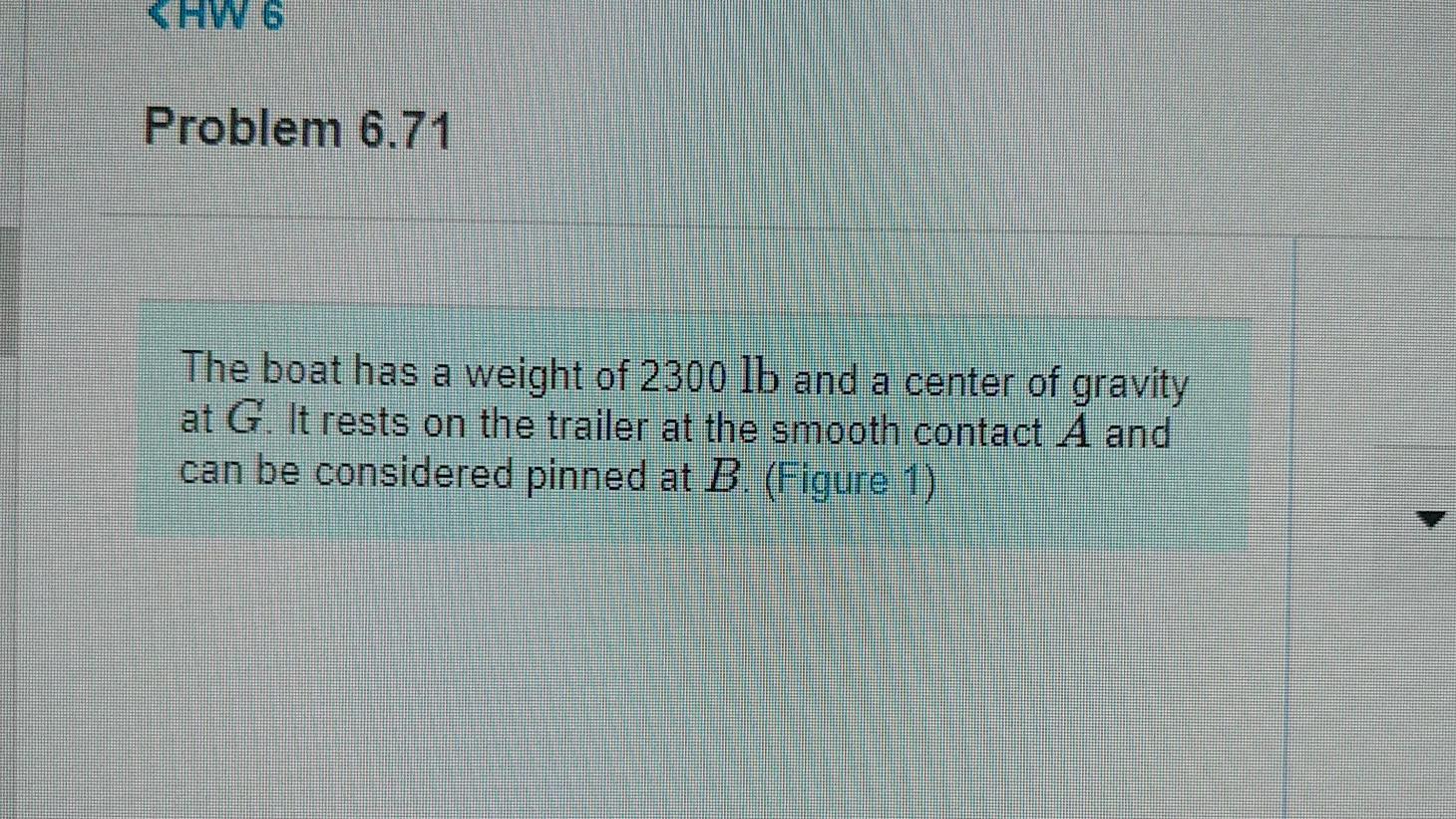 Solved Problem 6.71 The Boat Has A Weight Of 2300 Lb And A | Chegg.com