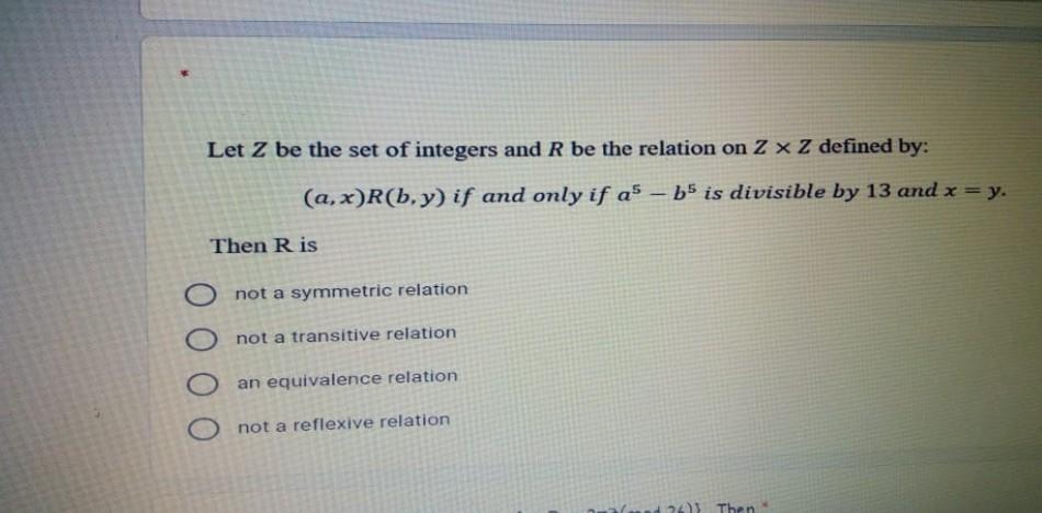 Solved Let Z Be The Set Of Integers And R Be The Relation On