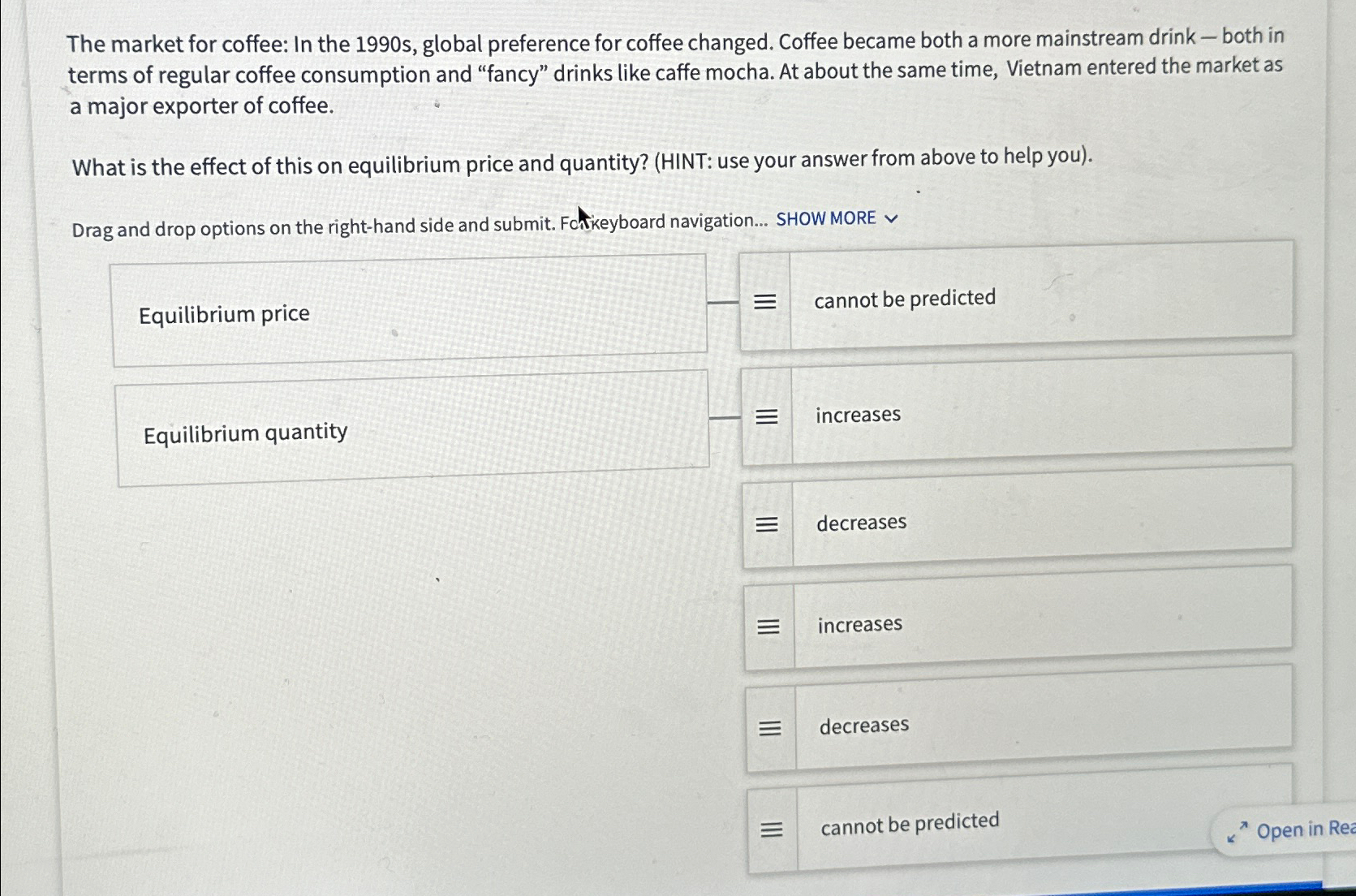 Solved The Market For Coffee: In The 1990s, ﻿global 