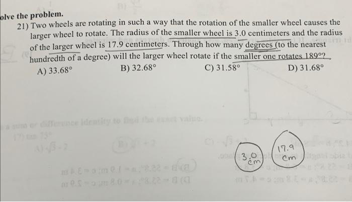 Solved the problem. 21) Two wheels are rotating in such a | Chegg.com
