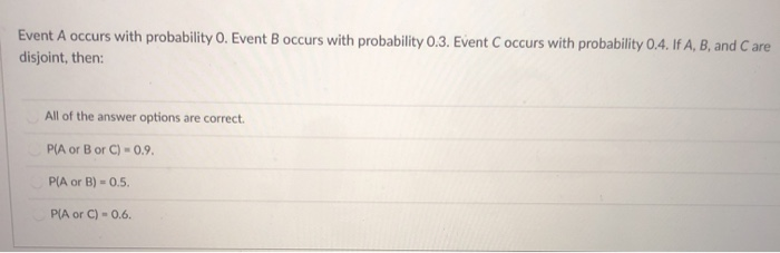 Solved Event A Occurs With Probability 0. Event B Occurs | Chegg.com